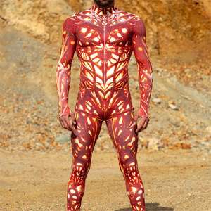 King Mcgreen Star Mono de Halloween Impresión digital 3D Líneas irregulares Adulto Cosplay Body Carnaval Fiesta Hombres Catsuit - Product Image 6