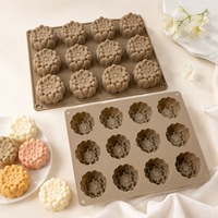 Moule en silicone Candyer à 12 cavités en forme de lotus, moule de cuisson en silicone de qualité alimentaire pour mousse, gâteau, dessert, fabrication de chocolat
