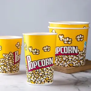 24/32/46/64/85Oz Disesuaikan Pencetakan Dilapisi Kertas Popcorn Cup Popcorn Ember