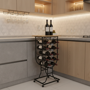 Casier à <span class=keywords><strong>vin</strong></span> en métal mobile sur pied pour cuisine, salle à manger, bar à domicile, hôtel, villas, supports de <span class=keywords><strong>rangement</strong></span> pour comptoir - Product Image 2