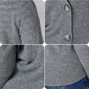 Suéteres Personalizados OEM ODM para Mujer, Cárdigan 100% Cachemira, Cuello en V, Cierre de un Solo Botón, Tejido de Punto - Product Image 5