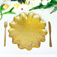 Assiettes de Présentation IMUWEN, Plateaux Décoratifs en Plastique, Motifs Feuilles, Finitions Électroplaquées, Style Américain, Luxe Léger, Décoration Vintage