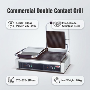 Grill panini électrique double tête commercial OT-813 en acier inoxydable argenté, vente directe fabricant <span class=keywords><strong>OTE</strong></span>, nettoyage facile - Product Image 3