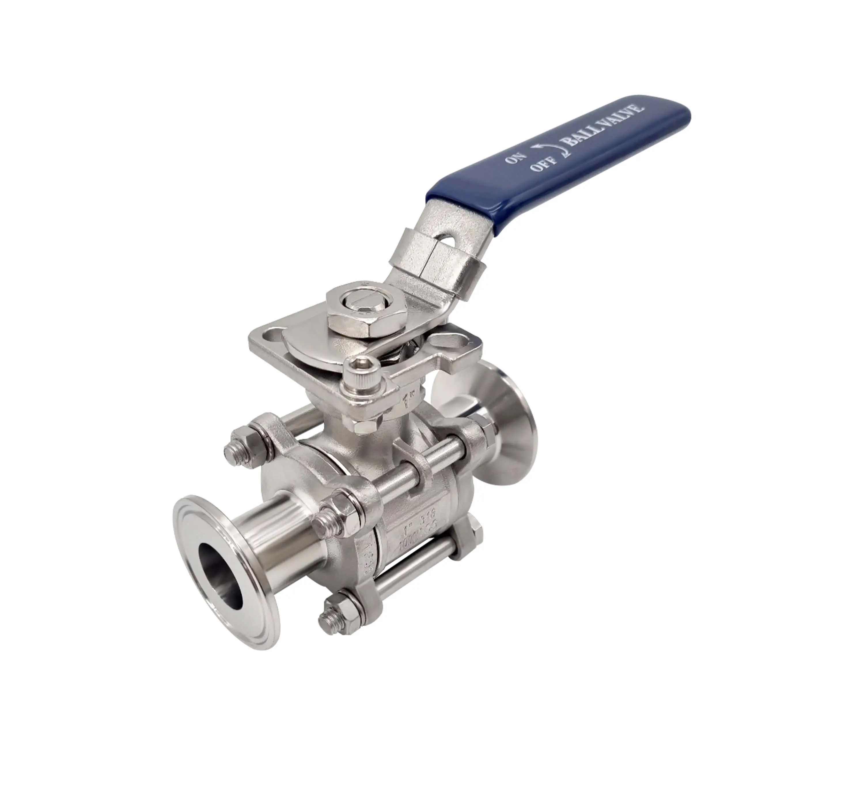 Export Branded Quick Install 3 Pieces Good Quality Valve Lever Type ISO Pad Sanitary 3-Piece Ball Valve