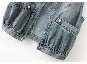 Chaleco Vaquero para Hombre con Cuello, Transpirable, con Botones, Estilo Motero, Casual, de Algodón, Sin Mangas, Ecológico, Ropa de Abrigo para Otoño - Product Image 5