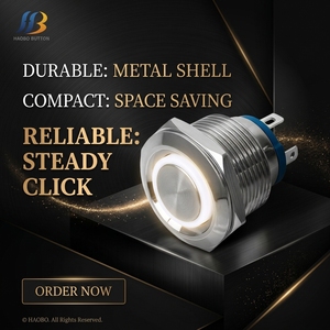 16mm Anlık 1NO <span class=keywords><strong>12V</strong></span> IP65 Su Geçirmez LED Işıklı Metal Buton Anahtarları PIN Terminalleri ile 2A - Product Image 1
