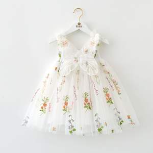 Ins senza maniche fiore ricamato Tulle bambine estate piccolo <span class=keywords><strong>vestito</strong></span> da principessa <span class=keywords><strong>con</strong></span> fiocco ali di farfalla per bambini all'ingrosso - Product Image 6