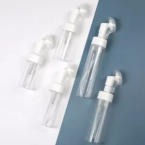 New Arrival 150ml 250ml Custom Mousse Facial Cleaning Soap Dispenser Plastic Foam Pump Bottle With Silicone Brush