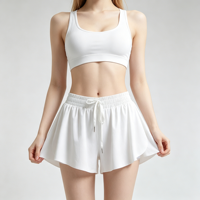 Jupe-short fluide blanche personnalisée avec short cycliste intégré en Spandex respirant et anti-transpiration 2-en-1 pour femme – Idéale pour la gym, le yoga et la course à pied