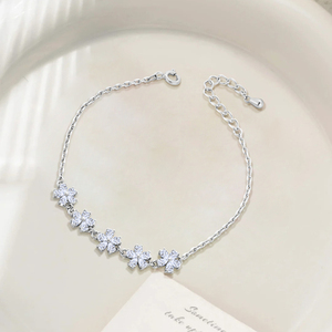 Pulsera <span class=keywords><strong>de</strong></span> flores <span class=keywords><strong>de</strong></span> Zirconia cúbica <span class=keywords><strong>de</strong></span> Plata <span class=keywords><strong>de</strong></span> Ley 925, pulsera tobillera <span class=keywords><strong>de</strong></span> cadena <span class=keywords><strong>de</strong></span> margaritas delicada chapada en rodio para mujer - Product Image 5