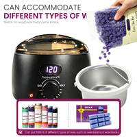 Kit Chauffe-Cire Numérique 500ml avec Écran LED, Cire Dure en Grains, Bol en Silicone, Spatule, Épilatoire Professionnel 100W