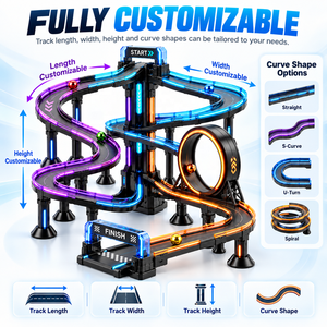 Juego de Adivinanzas de Pista de Carreras de Bolas de Mármol Premium con Circuito Curvo, Elevador y Luces LED para Centro de Juegos Arcade - Product Image 3
