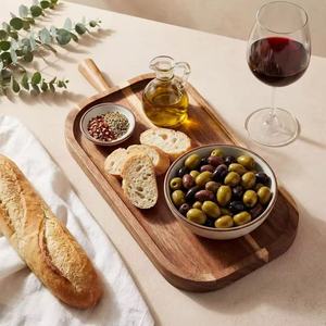 Acacia Wood Serving <b>Tray</b> With Handles Solid Wood Cheese Bread Board Fruit Plate Afternoon <b>Tea</b> <b>Tray</b> - Product Image 1