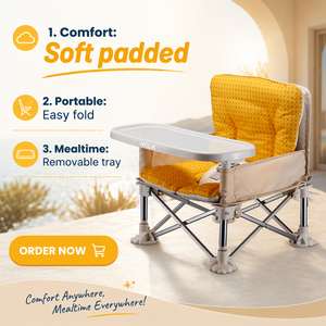 Chaise haute moderne pour <span class=keywords><strong>bébé</strong></span>, pliable, avec logo personnalisé, chaise rehausseuse en plastique pour <span class=keywords><strong>bébé</strong></span>, pour le camping, la plage, les repas et les parcs - Product Image 1
