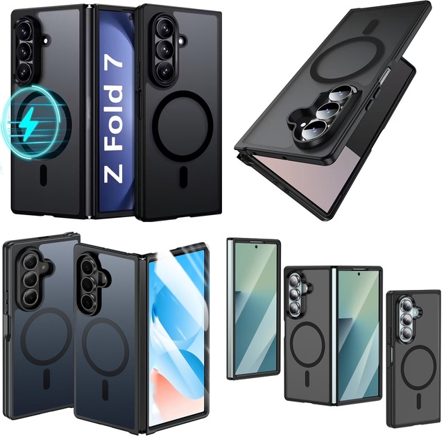 Fashion Frosted Slim Magnetic Hinge 360 Hinge Foldable Mobile Phone Case for Samsung Galaxy Z Fold 7 6 8 Wide Ultra Thin Cover