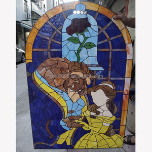 Muro Cortina de Vidrio Tintado de 5mm de Espesor, Estilo Europeo, Hecho a Mano, de Doble Cara, con Diseño de <span class=keywords><strong>Bella</strong></span> <span class=keywords><strong>y</strong></span> <span class=keywords><strong>Bestia</strong></span>, Estructura Sólida Personalizada - Product Image 6