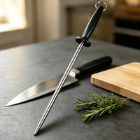 Kitcheer Tige d'affûtage manuelle diamantée multi-grains de 12 pouces à finition miroir, durable et écologique pour la cuisine domestique
