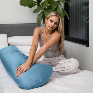 Oreiller de maternité en forme de U, 104 cm x 25 cm, oreiller de soutien réglable pour dormir sur le côté, pour utilisation en lit pendant la grossesse, bleu ciel - Product Image 4