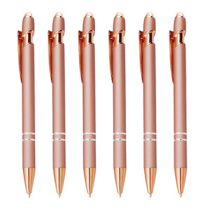 Stylet 2 en 1 en or rose avec écran tactile souple Stylos à bille en métal personnalisés pour les cadeaux - Product Image 1