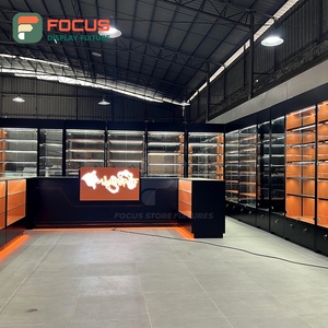 Enclosed Smoke Shop Display Cabinet Wood Glass Showcase Counter LED Lighting Tobacco Display Cabinet - Product Image 2