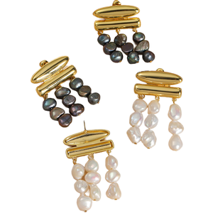 Boucles d'oreilles pendantes en perles d'eau douce naturelles plaquées or 18 carats, style minimaliste, mode printemps/été, bijoux personnalisables, cadeau pour femme - Product Image 1
