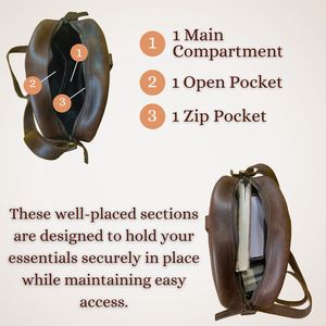 Sac à main vintage vintage en cuir marron avec fermeture éclair durable, sac à bandoulière léger à deux sangles pour femmes, sacs à main - Product Image 4