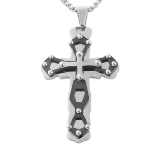 Stainless Steel <b>Cross</b> Pendant Men's Necklace Geometric Design Punk Style 120170 - Product Image 1