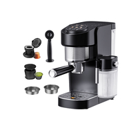 Machine à café expresso semi-automatique avec écran LCD, 1400W, 1,1L, machine à café à capsules, cafetière