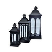 Lanterne suspendue en fer et verre, style européen, pour cour extérieure, décoration shabby chic, antique, noire, faite à la main
