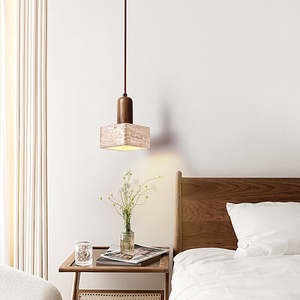 Luminaire suspendu artistique en travertin, éclairage moderne de chevet, luminaire de plafond en pierre, design de lustre, décoration de chambre, luminaire d'hôtel - Product Image 6