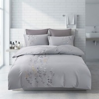 Parure de lit 4 pièces Alenhome 100% coton à imprimé floral, housse de couette toutes saisons, drap plat, linge de lit doux et respirant