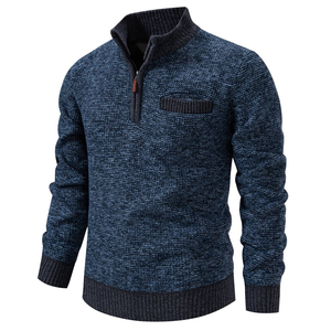 <span class=keywords><strong>เสื้อ</strong></span>สเวตเตอร์คอเต่าสำหรับผู้ชายเสื้อถักแบบสวมหัวพิมพ์ลาย<span class=keywords><strong>เสื้อ</strong></span>ถักซิปครึ่งตัวสำหรับฤดูหนาวโลโก้ตามสั่ง - Product Image 4