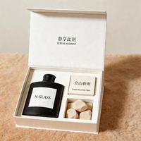 Flacon diffuseur de parfum vide en verre craquelé bleu mat, blanc et noir, 120 ml, forme fiole, pour arôme d'intérieur, rechargeable