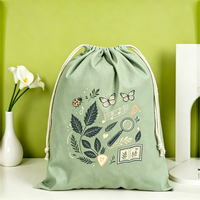 Sac à cordon personnalisé en toile, grand format, motif dessin animé simple, avec poignée, réutilisable, écologique, pour l'organisation de voyages et les cadeaux promotionnels