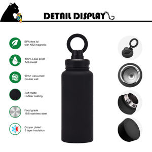 Bottiglia di metallo Logo personalizzato bottiglia di acqua 1L Thermos Thermos acqua calda grande capacità 1000ml bottiglia di acqua con supporto per telefono - Product Image 2