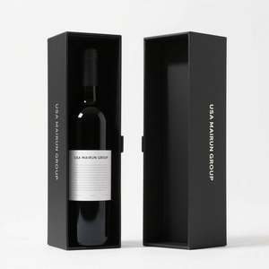 Boîtes d'emballage personnalisées de luxe en carton rigide noir mat pour ensemble de spiritueux, finition mate, fermeture magnétique pour whisky - Product Image 3