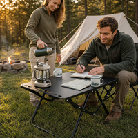Table Tactique Pliante Moderne en Acier Inoxydable pour Extérieur, Étanche, Portable, avec Pieds en X, pour Camping, Randonnée, Jardin (6 Places)