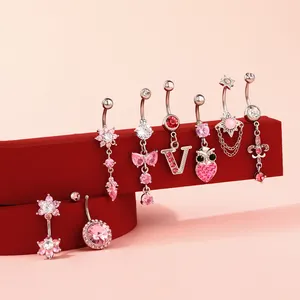 Toposh corazón Rosa búho letra joyería conjunto cristal dragón garra 316l acero inoxidable quirúrgico ombligo anillo ombligo piercing