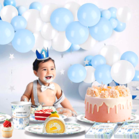 Cross Border Set pesta tema bayi bunga biru untuk anak laki-laki dekorasi latar belakang fotografi & peralatan makan untuk Hari Ayah
