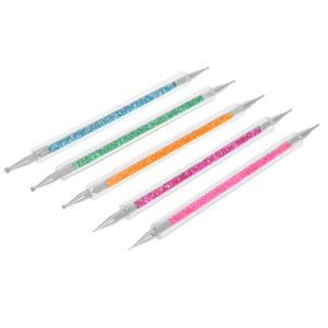 5Pcs Double Head Metal Nail <b>Art</b> Dotting Tool Set <b>Sequin</b> Handle Flower Design Pens for Manicure - Product Image 3