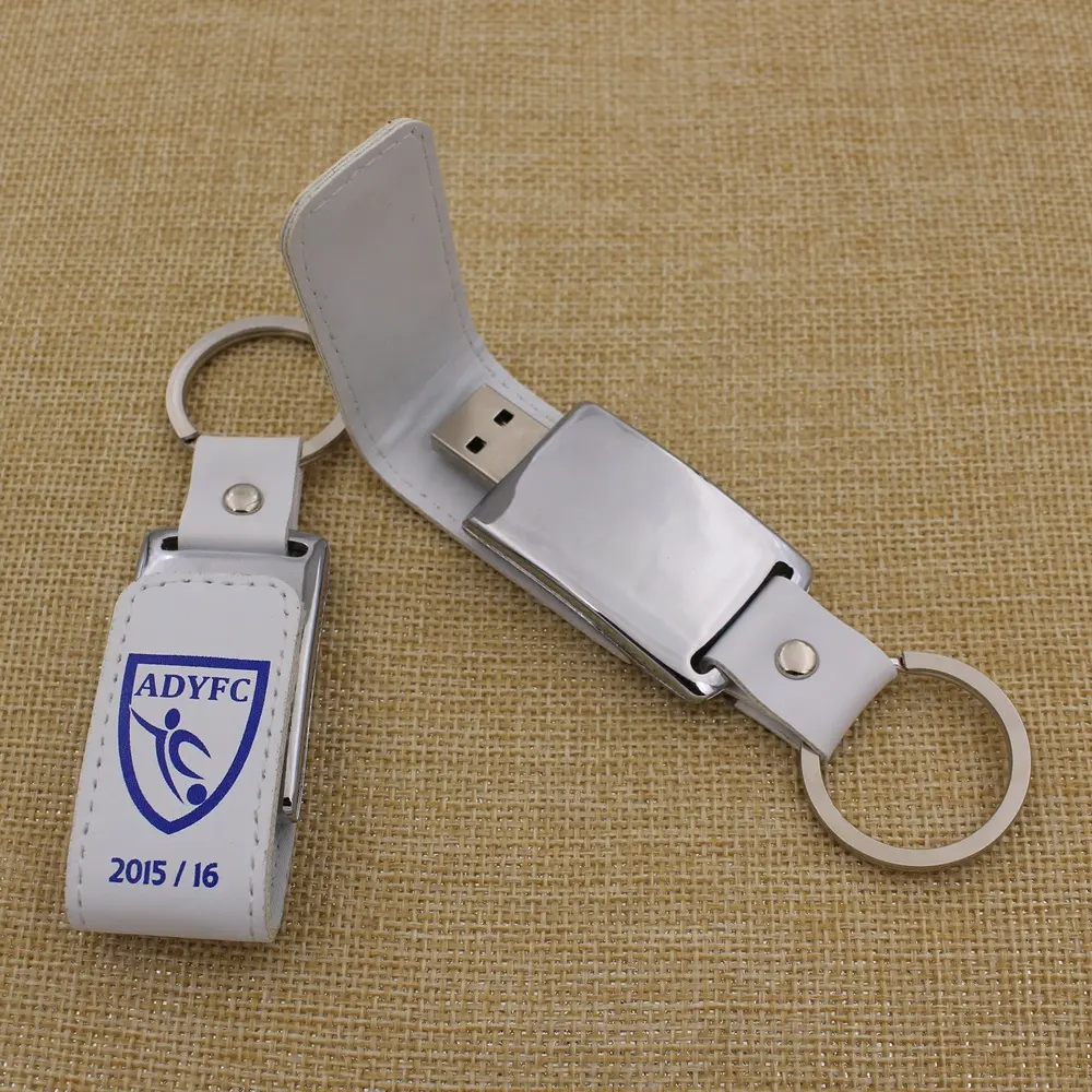 Costom-llavero USB de cuero y Metal, unidad Flash de 64 Gb, pen general u-disk