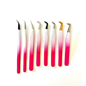 Pinzas para Pestañas Bellus International Professional Pink Ombre Smooth Fiber Tip, Acero Inoxidable, Herramienta de Extensión de Precisión Duradera - Product Image 1