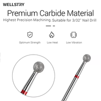 WELLSTRY Embouts de polissage professionnels pour manucure et pédicure, forme de boule en diamant, 3/32'', boîte d'embouts pour ongles, usage adulte