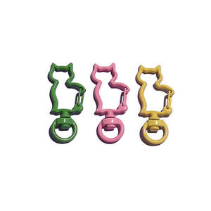 Porte-clés chat DIY en alliage, tête de lapin creuse avec pendentif cœur coloré, tendance mode, style mignon pour fille, breloque de sac - Product Image 6