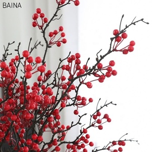 Delicada fruta de simulación de bayas de acebo de Winterberry europeo Artificial para decoración navideña del hogar - Product Image 5