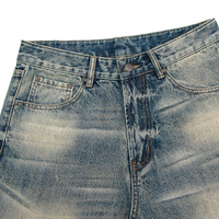 Pantalon en jean délavé de style rétro premium pour hommes et femmes, coupe droite ample, inspiré des rues américaines