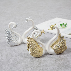 Gold And Silver Swan Cake Toppers Plastic Elegant Wedding Birthday Party Decorations - Product Image 1
