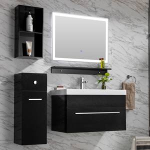 <span class=keywords><strong>Meuble</strong></span> vanité <span class=keywords><strong>de</strong></span> salle <span class=keywords><strong>de</strong></span> bain noir armoire moderne design suspendu évier en résine miroir led meubles d'hôtel - Product Image 3