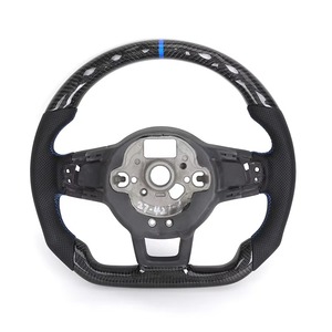 Volant de direction en fibre de carbone semi-perforé pour Volkswagen <span class=keywords><strong>Golf</strong></span> 5, 6, 7, <span class=keywords><strong>6R</strong></span>, 7R, R, MK5, MK6, MK7, MK7.5, Gti - Product Image 3