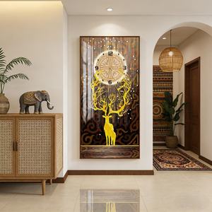 Reloj de Pared con Diseño Minimalista Moderno, Impresión HD Personalizada de Fábrica, Arte de Pared con Diseño de Ciervo, Pintura en Porcelana de Cristal Impresa con LED, Decoración para el Hogar - Product Image 4